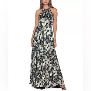 Betsy & Adam Black and White Floral Maxi Dress